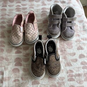 Vans Kids Pink Checkered and Leopard Slip-On Sneakers